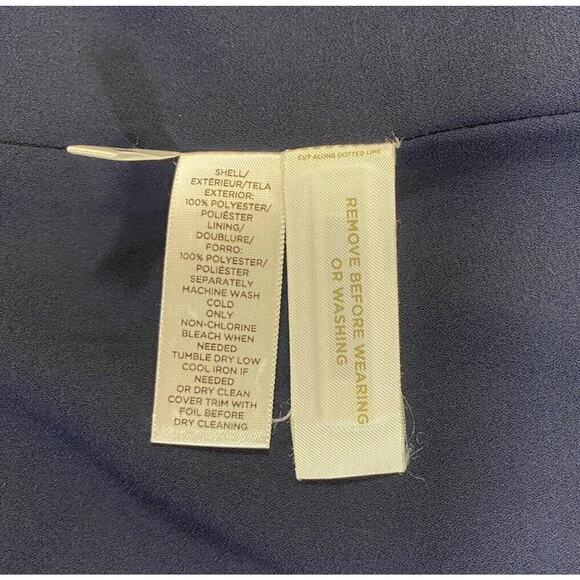 Loft Jacket Womens Size 14 Navy Open Front Cinched Sleeve W/ Tie Career - Picture 10 of 16